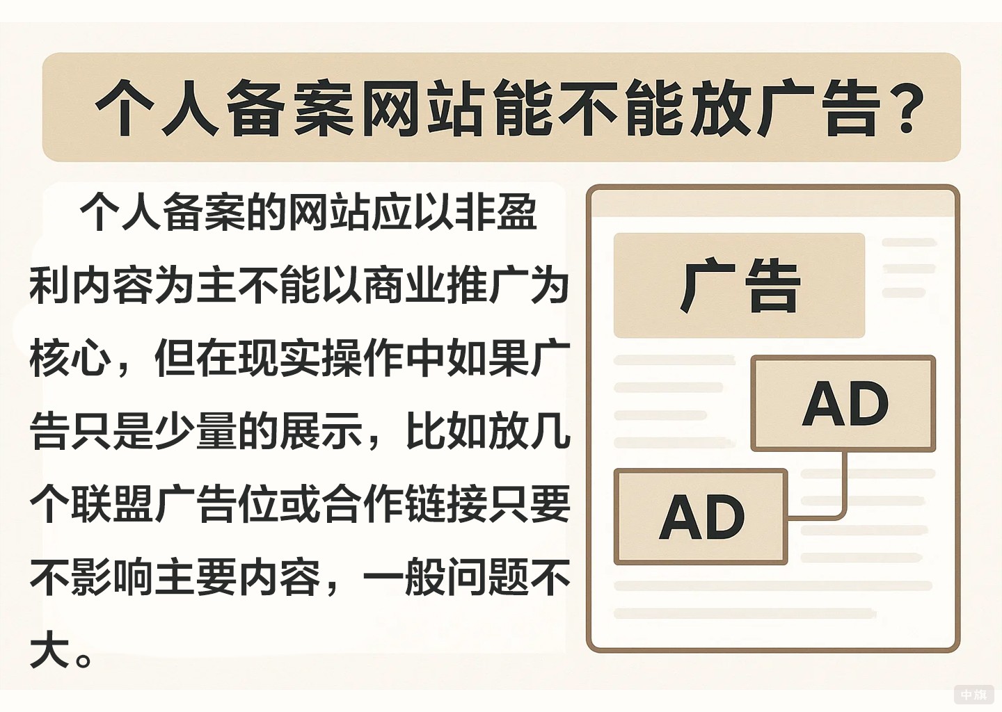 個人備案網站能不能放廣告？